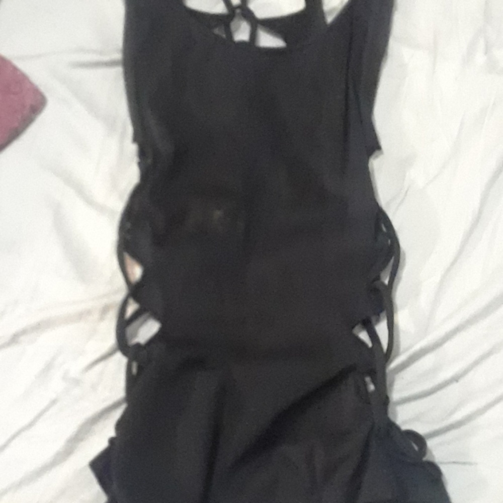 Backless open side braided lace up cami top weave